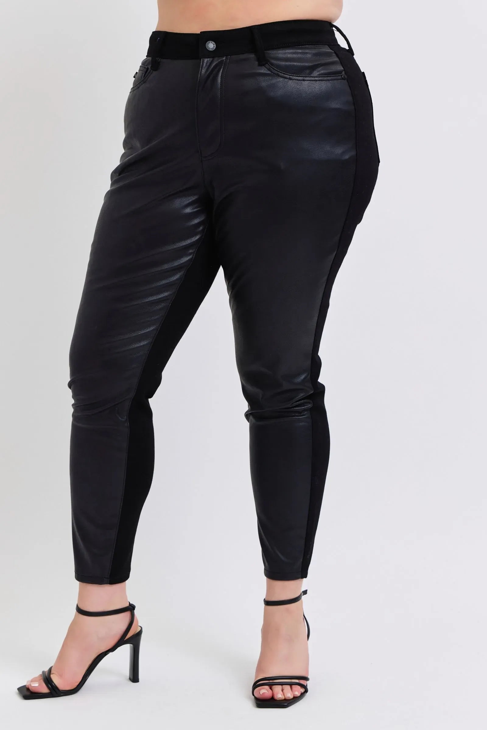 Trendsi Judy Blue Plus Size HW Faux Leather Skinny Pants
