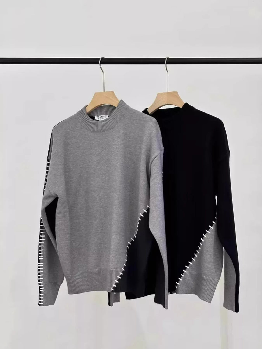 Trendsi Men's Plus Size Two-Tone Mock Neck Sweater