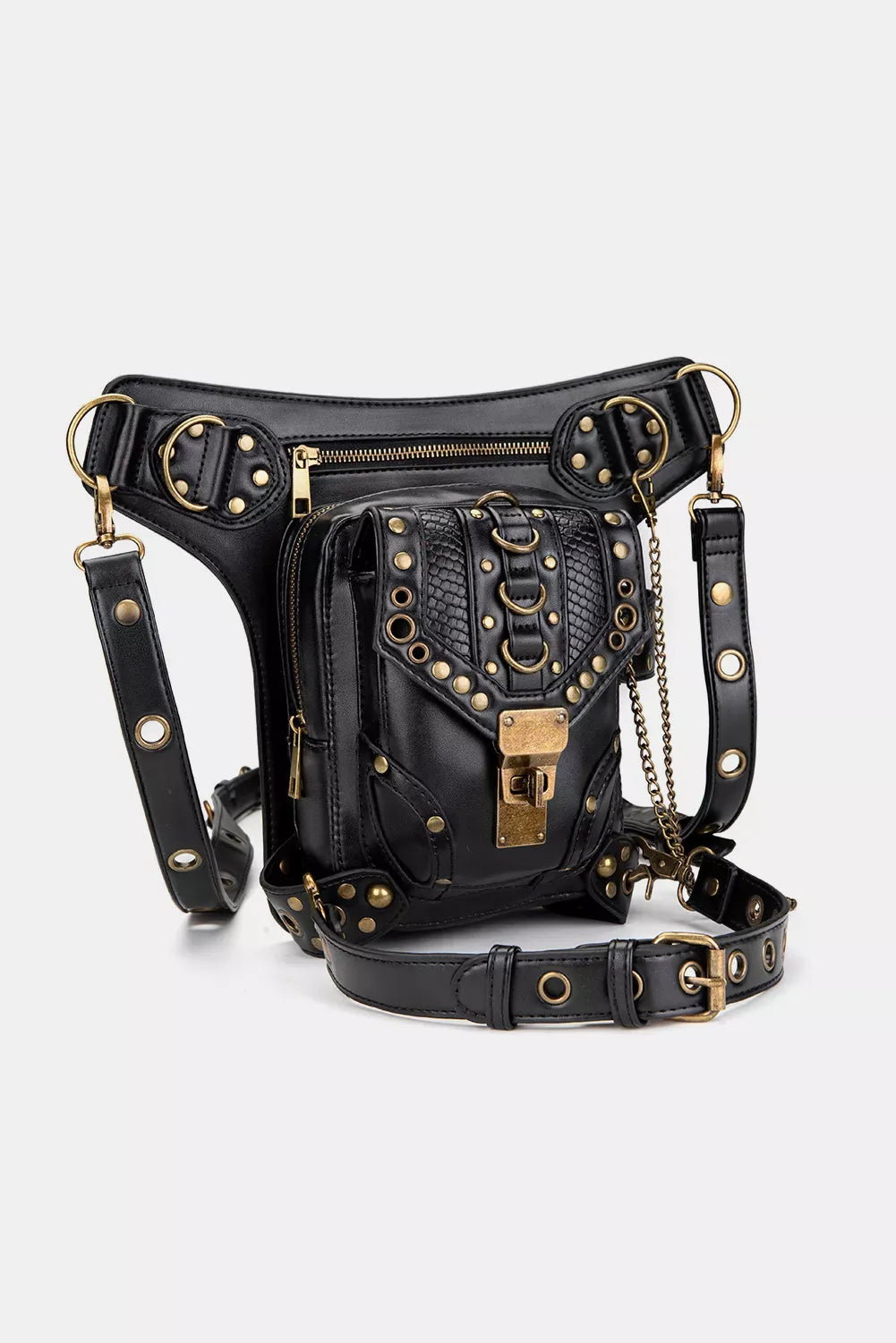 Trendsi bag Black / ONESIZE Steampunk Rivet Decor Multipurpose Crossbody Bag