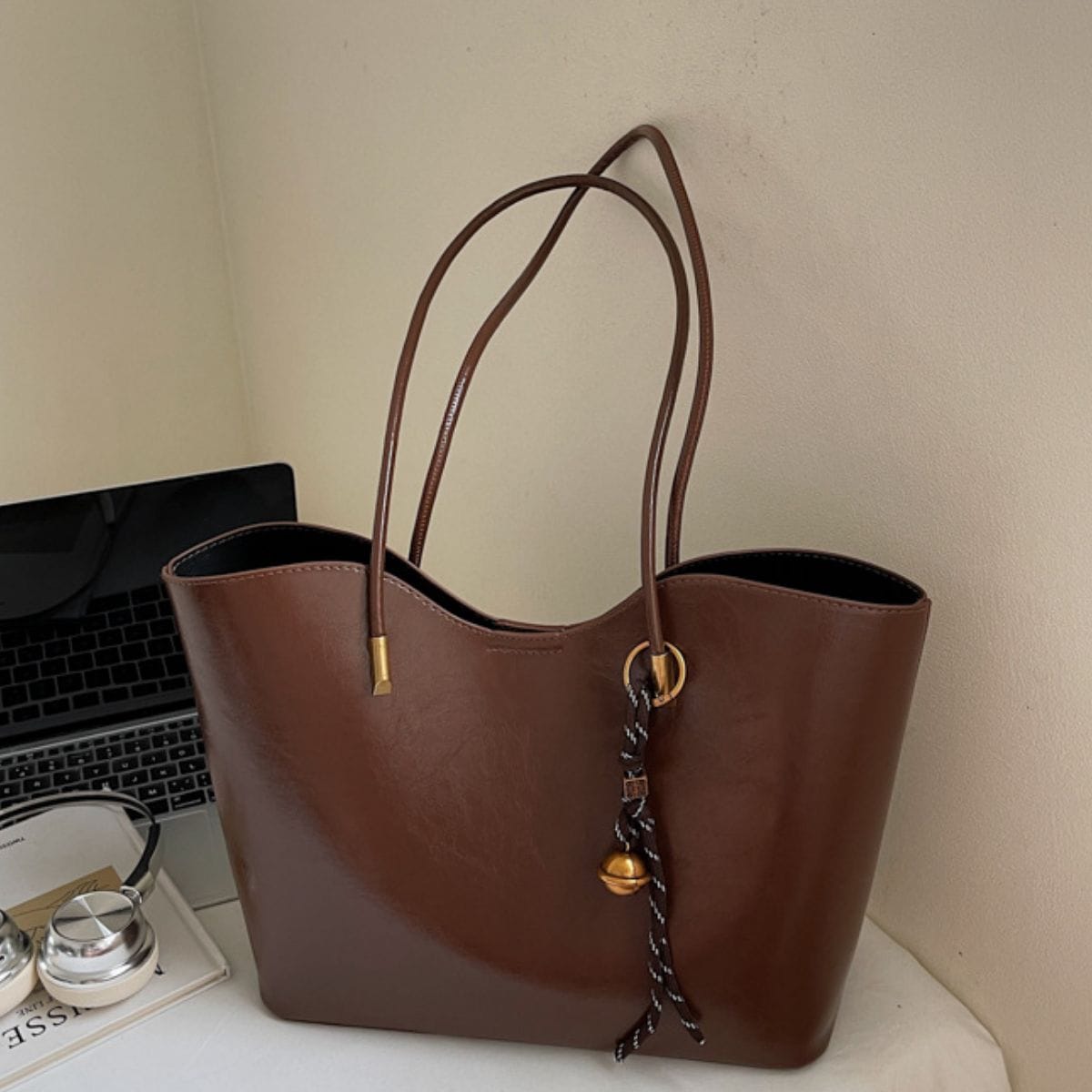 Trendsi Brown / One Size PU Leather Tote Bag