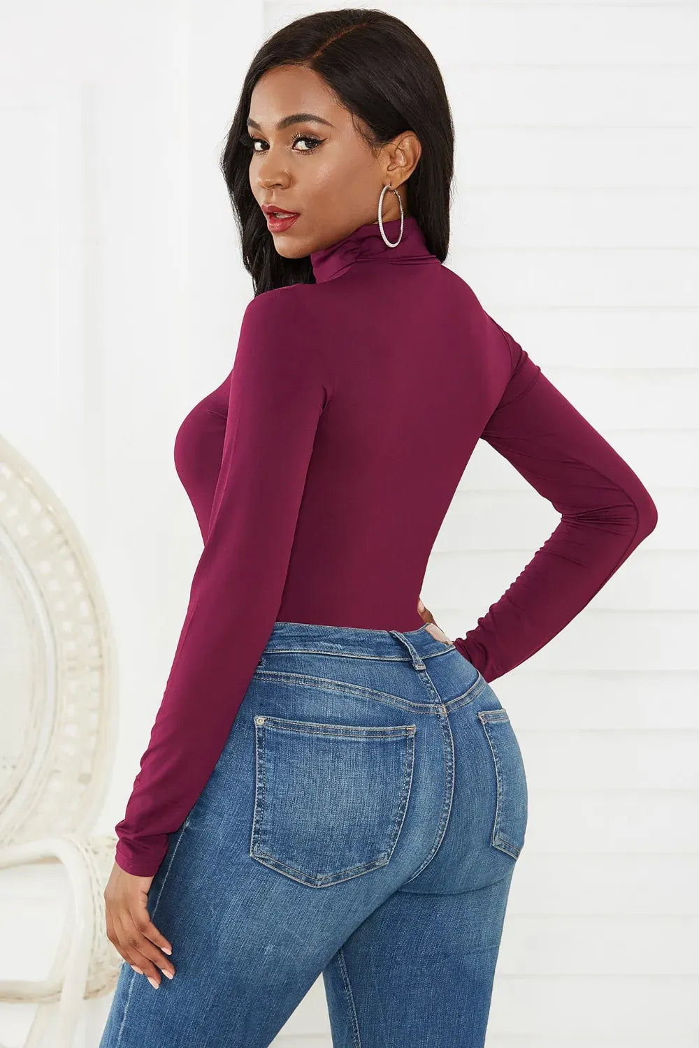 Trendsi Top Turtleneck Long Sleeve Bodysuit