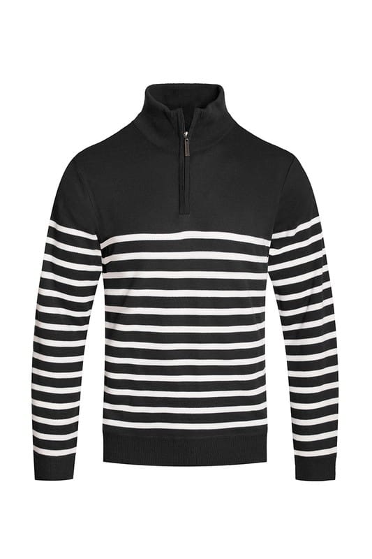 WEIV BLACK WHITE / S QUARTER ZIPPER PULLOVER SWEATER
