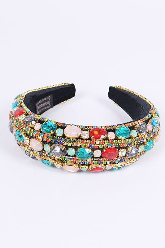 Artini Accessories Multi / O/S Iconic Mix Crystal Puffy Statement Headband
