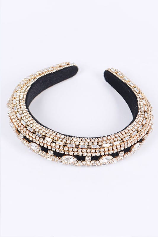 Artini Accessories Gold / O/S Iconic Mix Rhinestone Puffy Statement Headband
