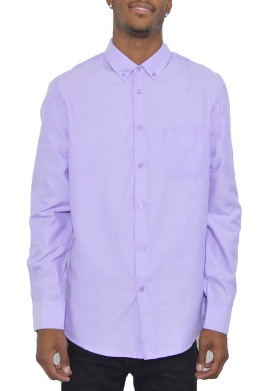 WEIV LILAC / 2XL Essential Men's Casual Long Sleeve Shirts