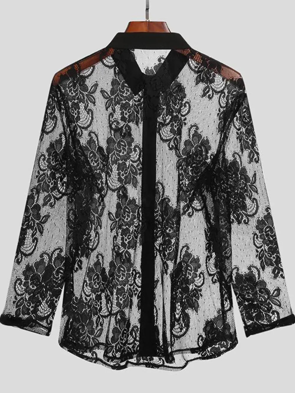 Trendsi shirt Men's Lace Button Down Long Sleeve Shirt