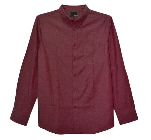 WEIV BURGUNDY / 2XL Essential Men's Casual Long Sleeve Shirts