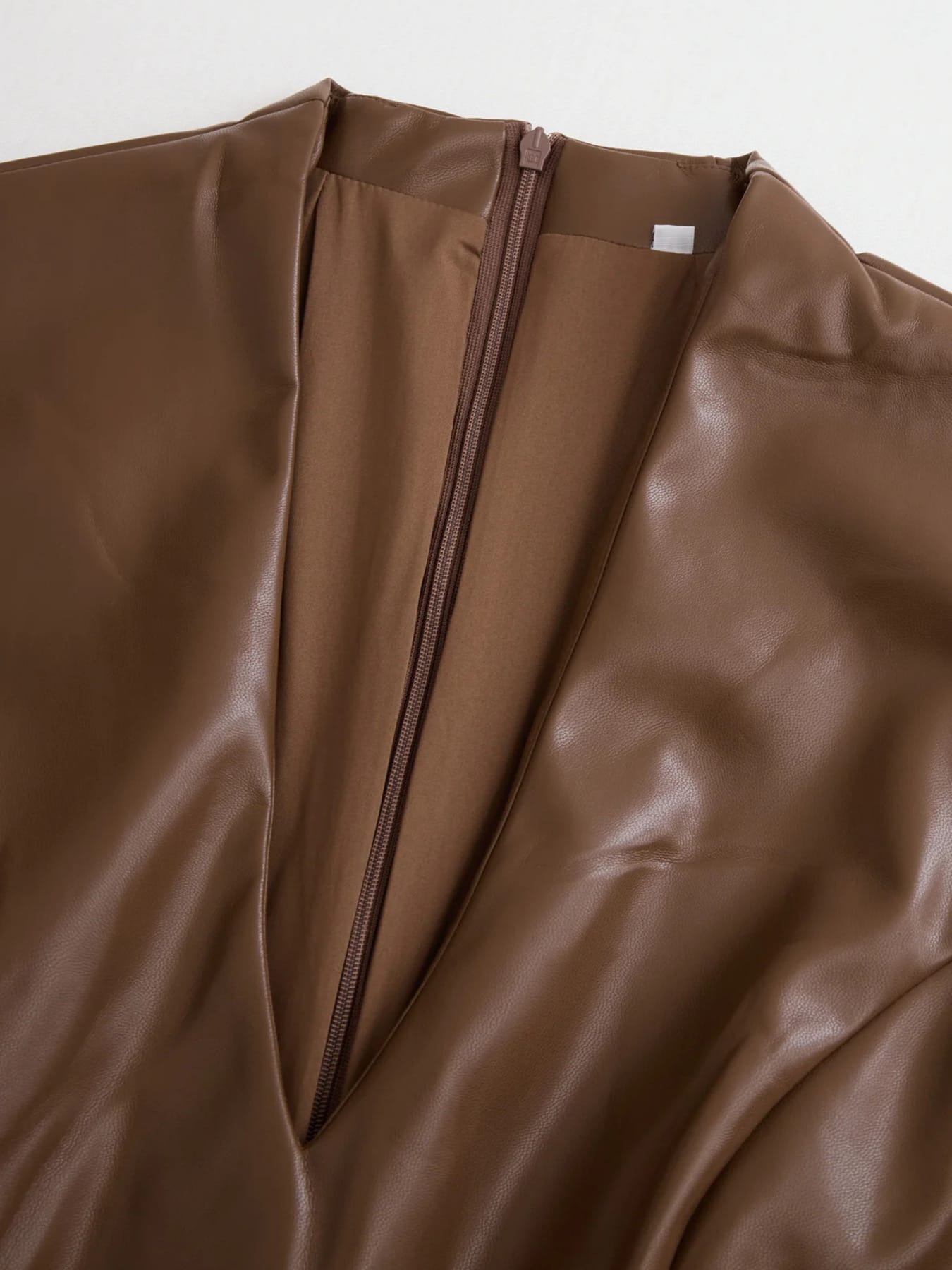 Trendsi Full Size Leather V-Neck Midi Dress Plus Size