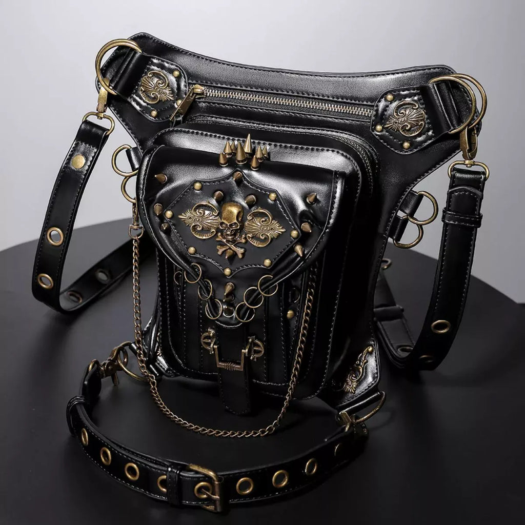 Trendsi Black / ONESIZE Steampunk Skull Decor Crossbody Bag