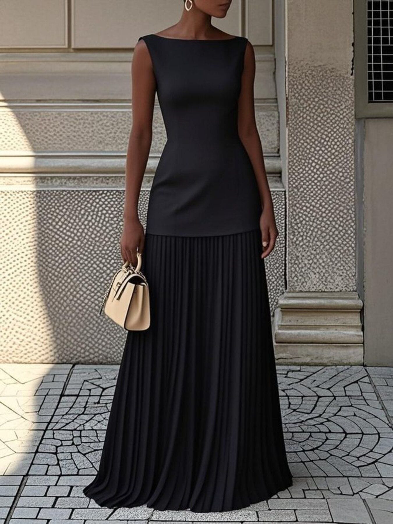 Trendsi dress Black / S Full Size Sleeveless Top and Pleated Maxi Skirt Set Plus Size