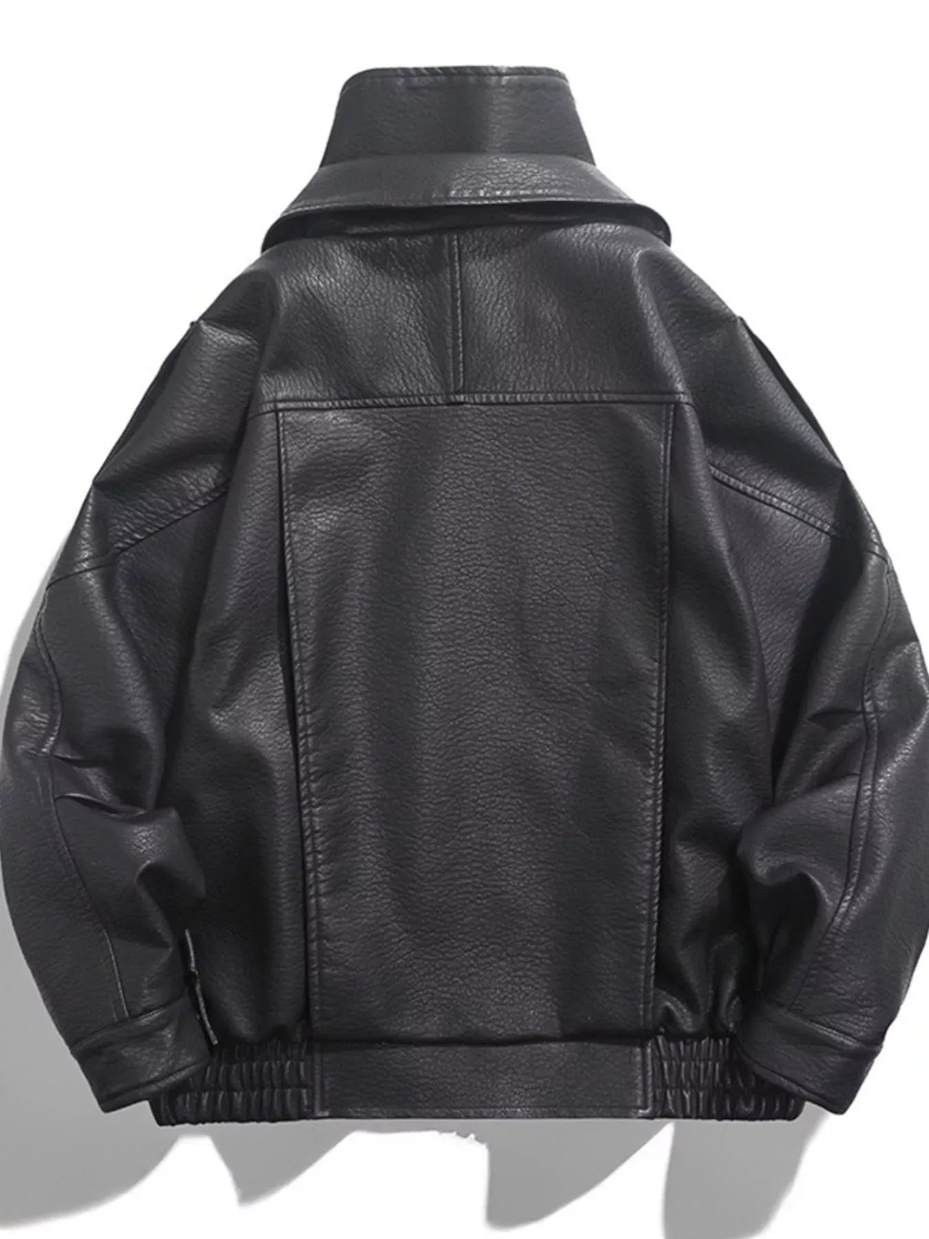 Trendsi Men's Zip Up Leather Moto Jacket