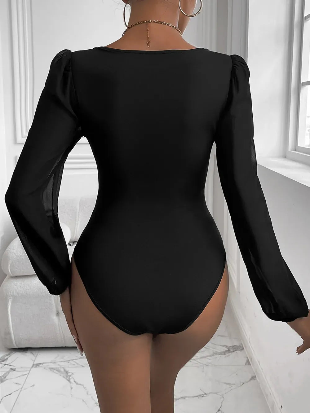 Trendsi Perfee Sweetheart Neck Long Sleeve Bodysuit