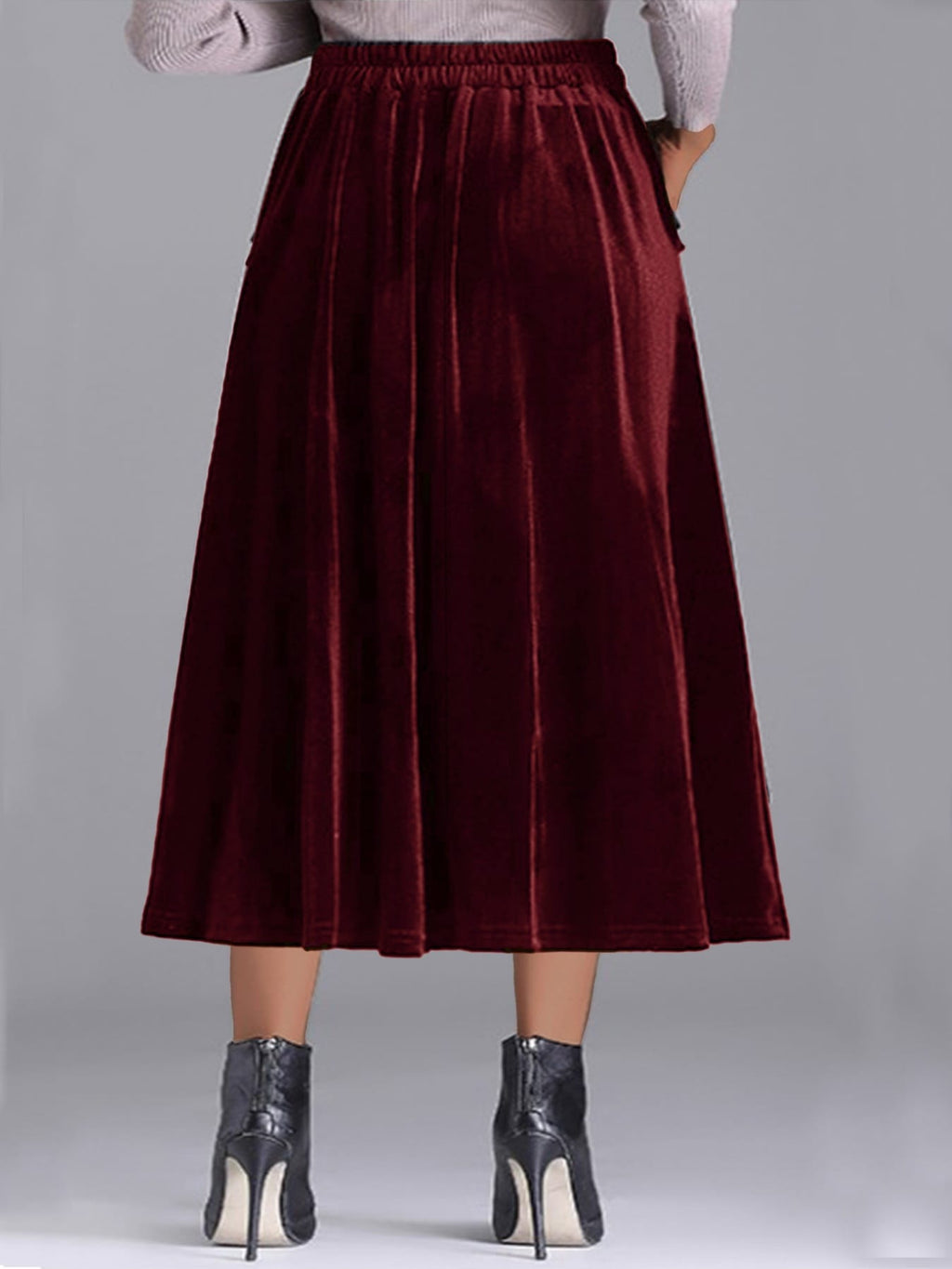 Trendsi Skirt Plus Size Elegant Velvet A-Line Midi Skirt