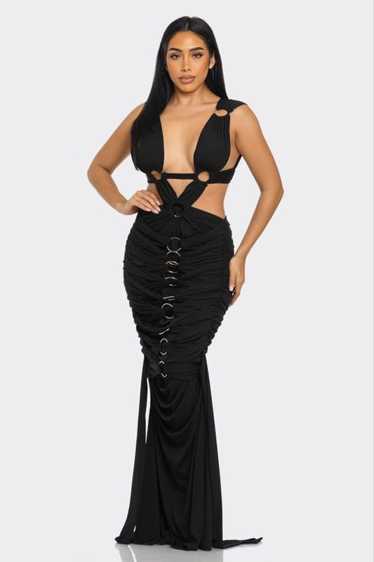 Athina BLACK / S Sahara Mystique Pleated Gown