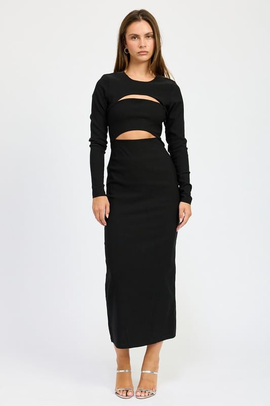 Emory Park LONG SLEEVE CUTOUT MIDI DRESS