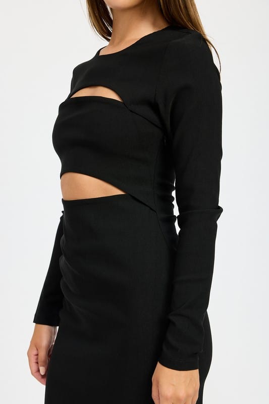 Emory Park LONG SLEEVE CUTOUT MIDI DRESS