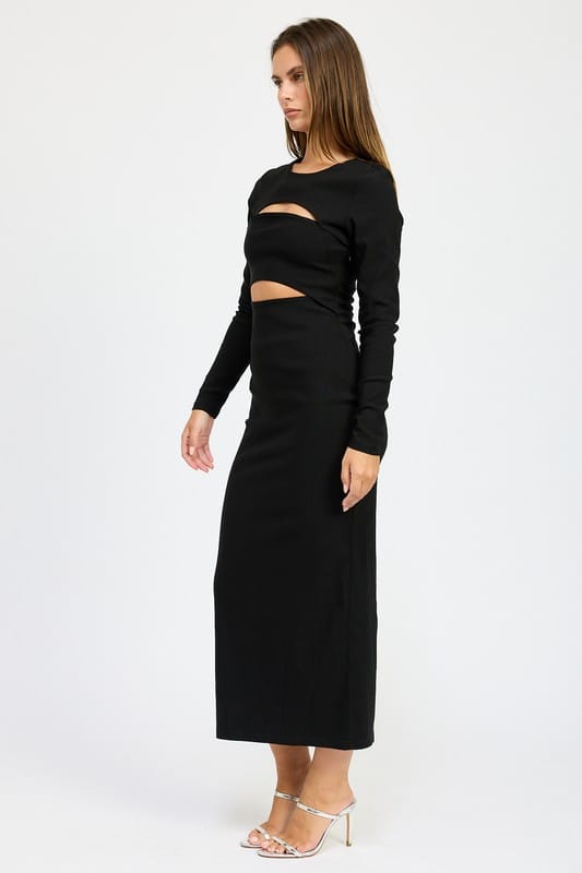 Emory Park LONG SLEEVE CUTOUT MIDI DRESS