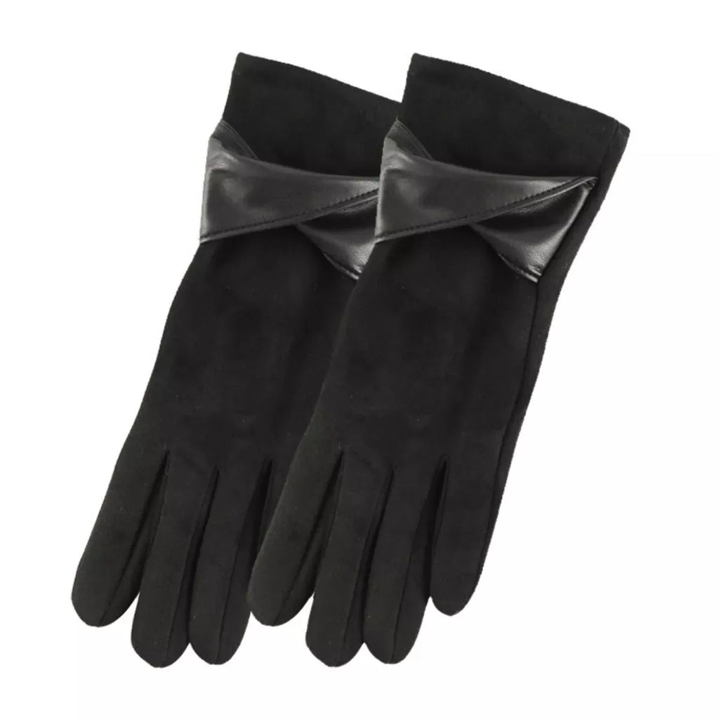 Trendsi Warm Leather Trimmed Suede Gloves