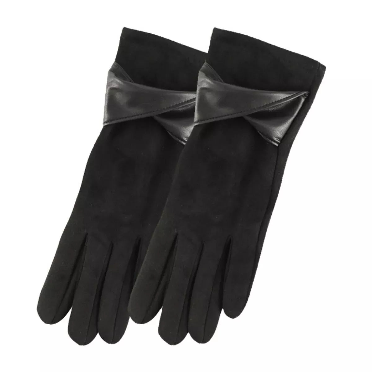 Trendsi Warm Leather Trimmed Suede Gloves
