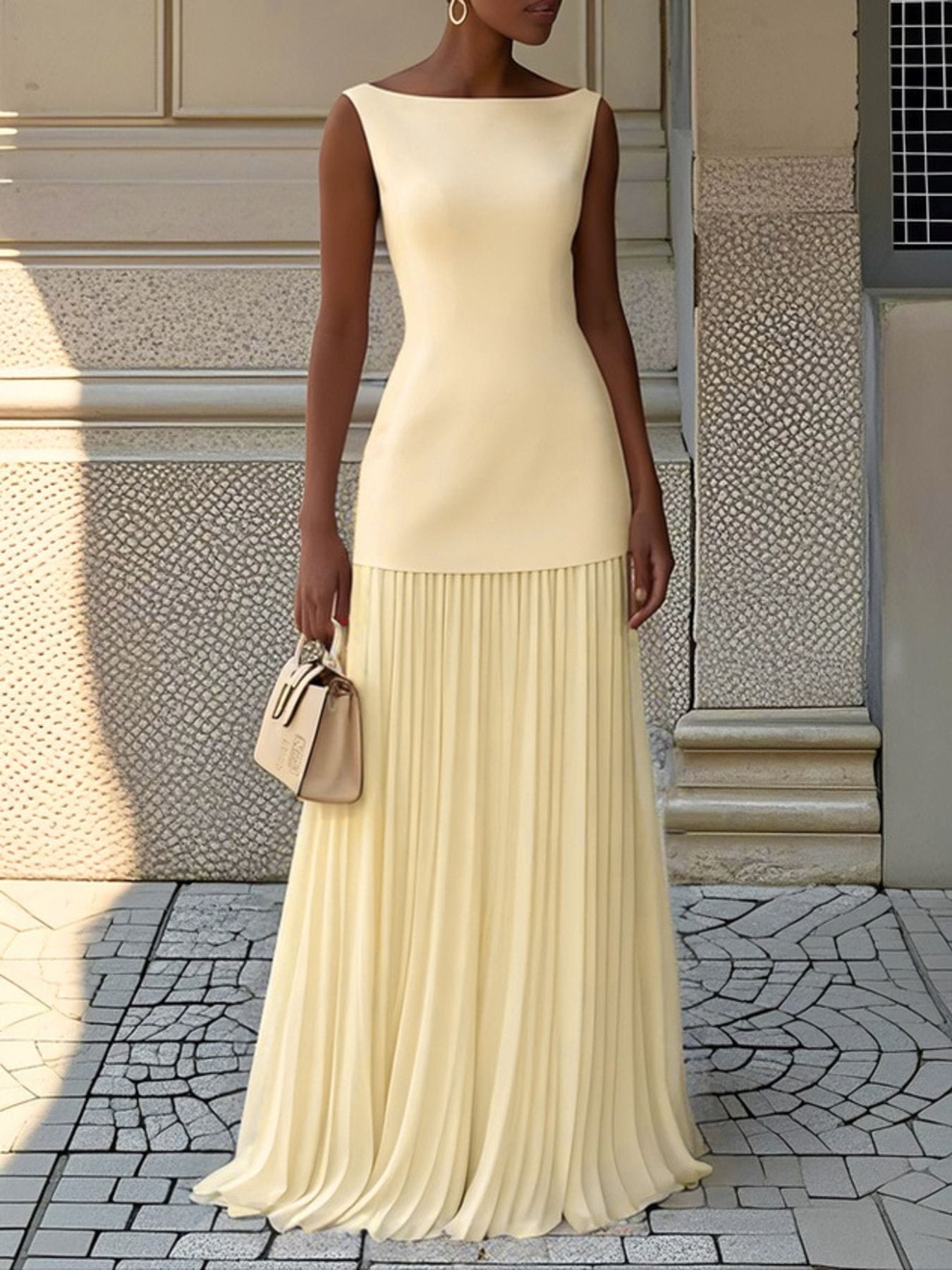 Trendsi dress Yellow / S Full Size Sleeveless Top and Pleated Maxi Skirt Set Plus Size