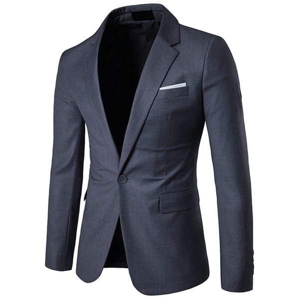 Cloud Style Dark gray / 2XL Mens Business Blazer 1Btn Slim Fit Daily Wear