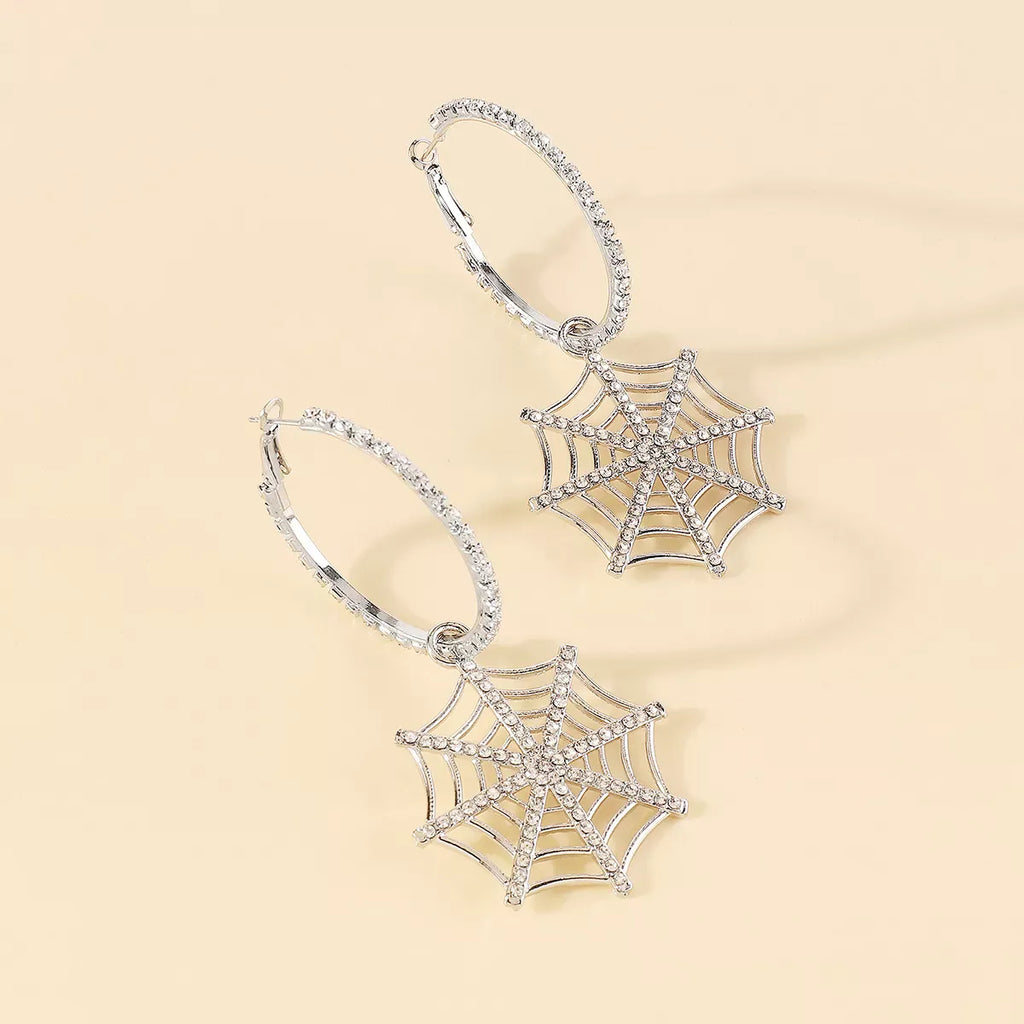 Trendsi Spider Web Dangle Hoop Earrings