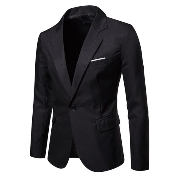 Cloud Style Mens Solid Color Double Vent 1 Button Blazer
