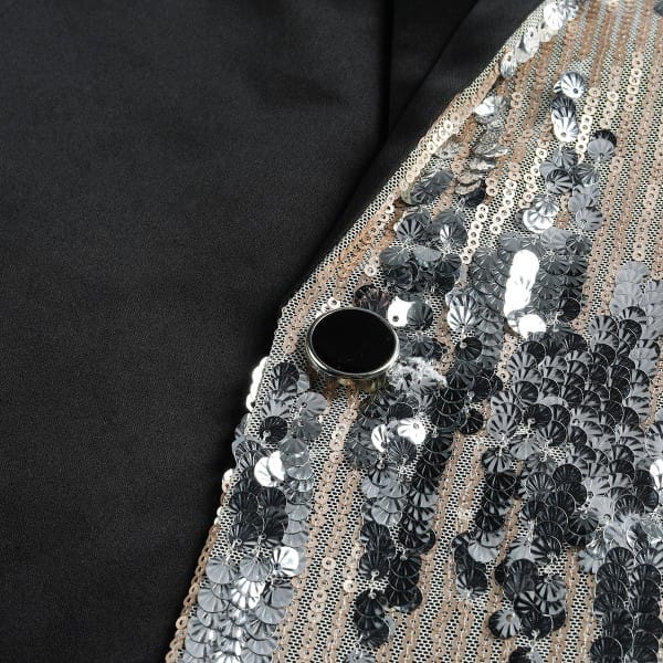 Cloud Style Silver / L Mens Sliver Sequin Patchwork Tuxedo Jacket