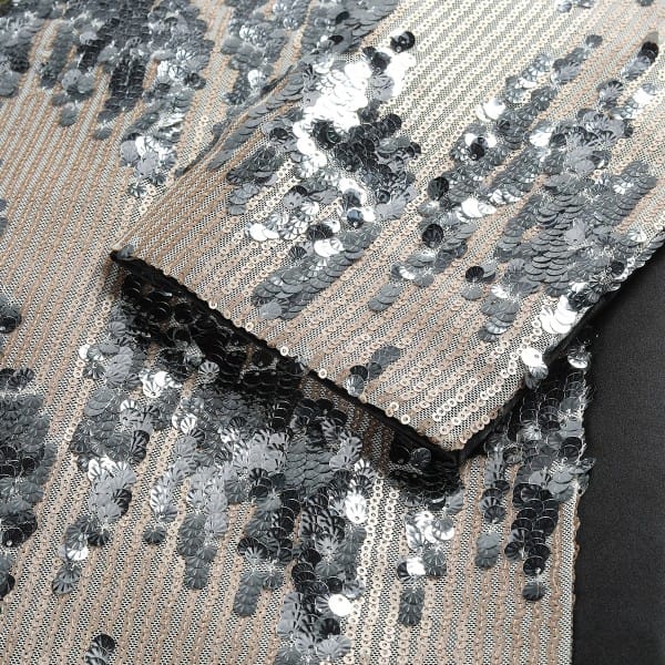 Cloud Style Silver / L Mens Sliver Sequin Patchwork Tuxedo Jacket
