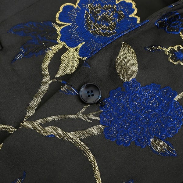 Cloud Style Mens One Button Notched Lapel Embroidered Blazer