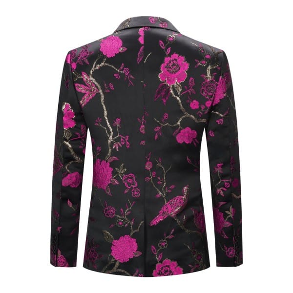 Cloud Style Mens One Button Notched Lapel Embroidered Blazer