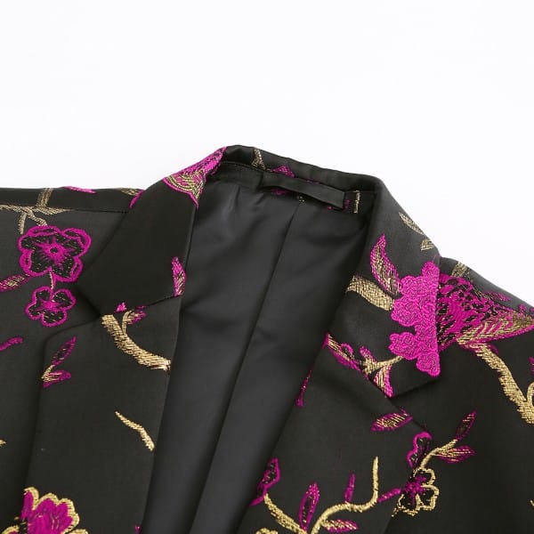 Cloud Style Mens One Button Notched Lapel Embroidered Blazer