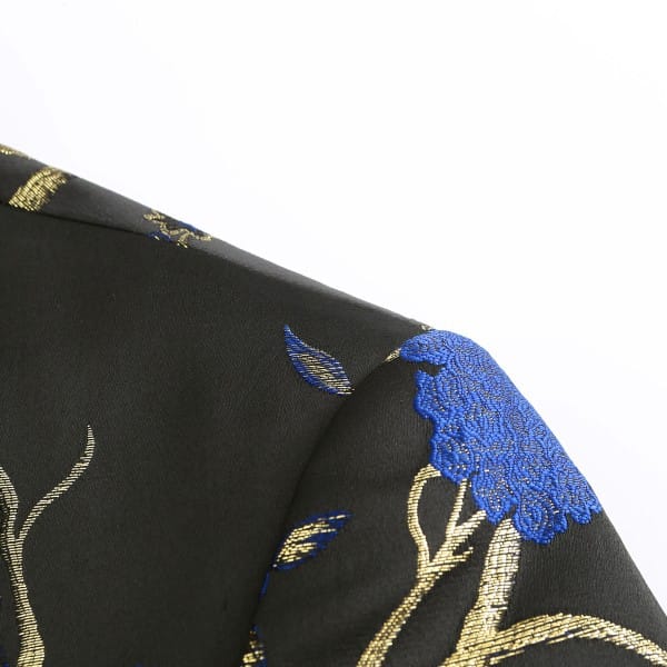 Cloud Style Mens One Button Notched Lapel Embroidered Blazer