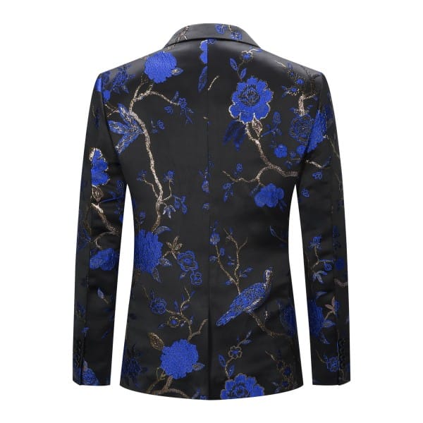 Cloud Style Mens One Button Notched Lapel Embroidered Blazer