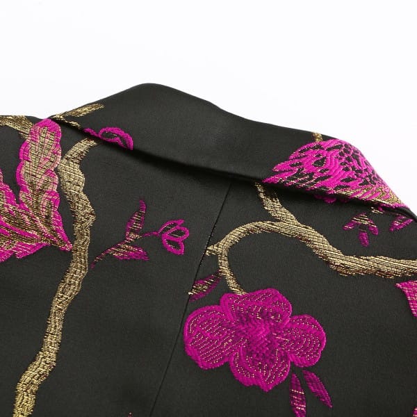 Cloud Style Mens One Button Notched Lapel Embroidered Blazer