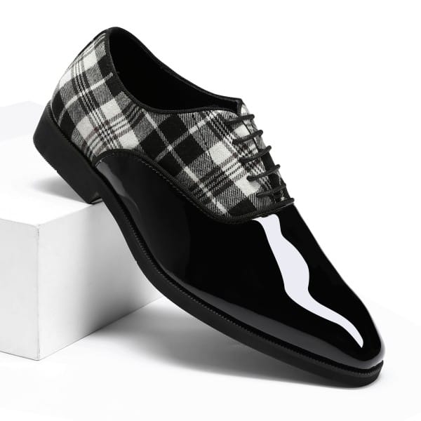 Cloud Style Mens Plaid Pointed Toe Patchwork Oxfords Shoes
