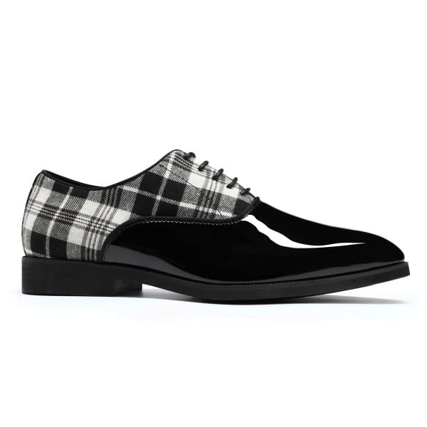 Cloud Style Mens Plaid Pointed Toe Patchwork Oxfords Shoes