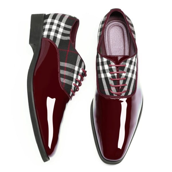 Cloud Style Mens Plaid Pointed Toe Patchwork Oxfords Shoes