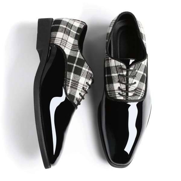Cloud Style Mens Plaid Pointed Toe Patchwork Oxfords Shoes