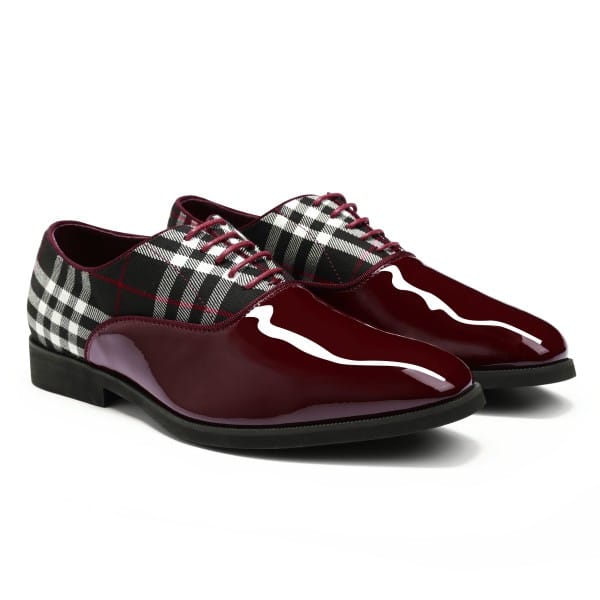 Cloud Style Mens Plaid Pointed Toe Patchwork Oxfords Shoes