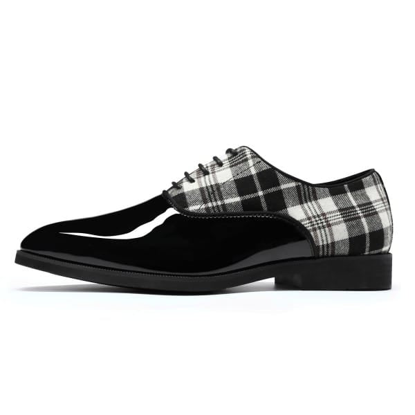 Cloud Style Mens Plaid Pointed Toe Patchwork Oxfords Shoes
