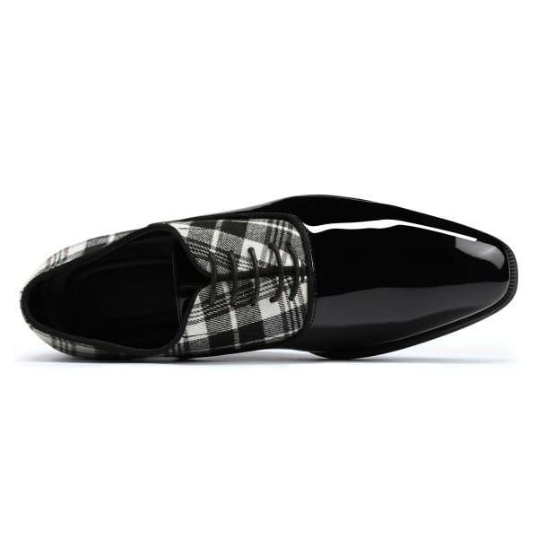 Cloud Style Mens Plaid Pointed Toe Patchwork Oxfords Shoes