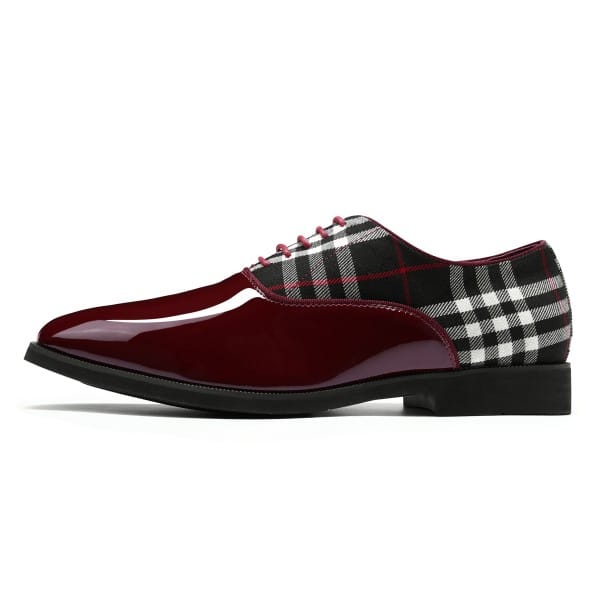 Cloud Style Mens Plaid Pointed Toe Patchwork Oxfords Shoes