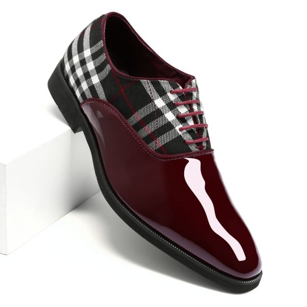 Cloud Style Mens Plaid Pointed Toe Patchwork Oxfords Shoes