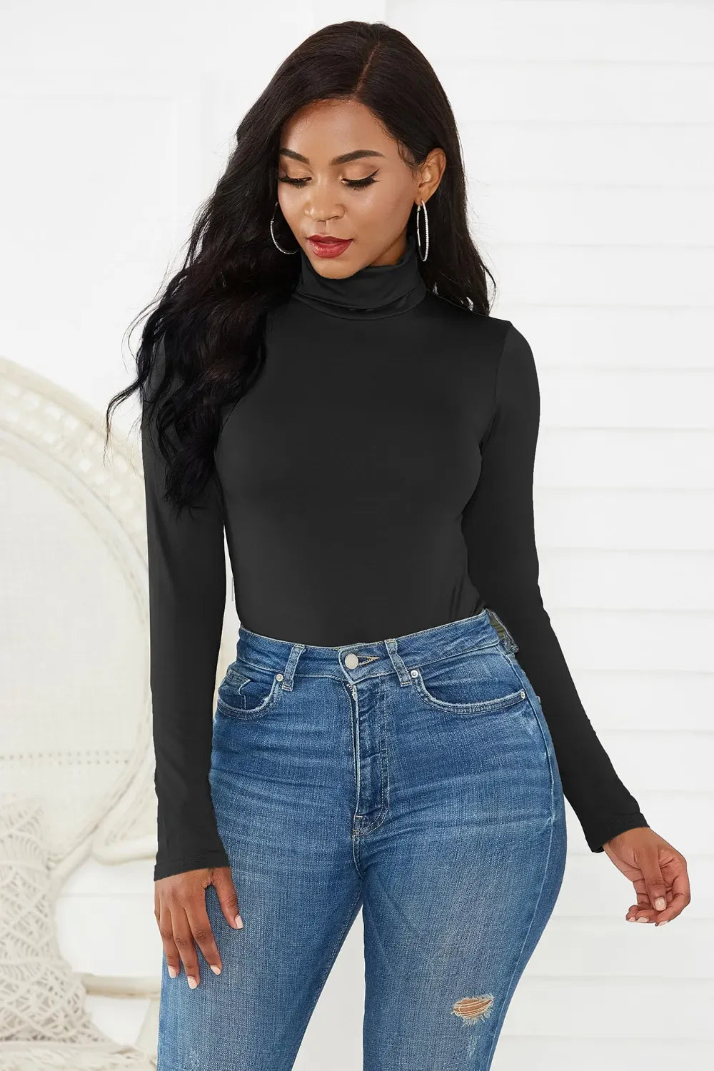 Trendsi Top Turtleneck Long Sleeve Bodysuit