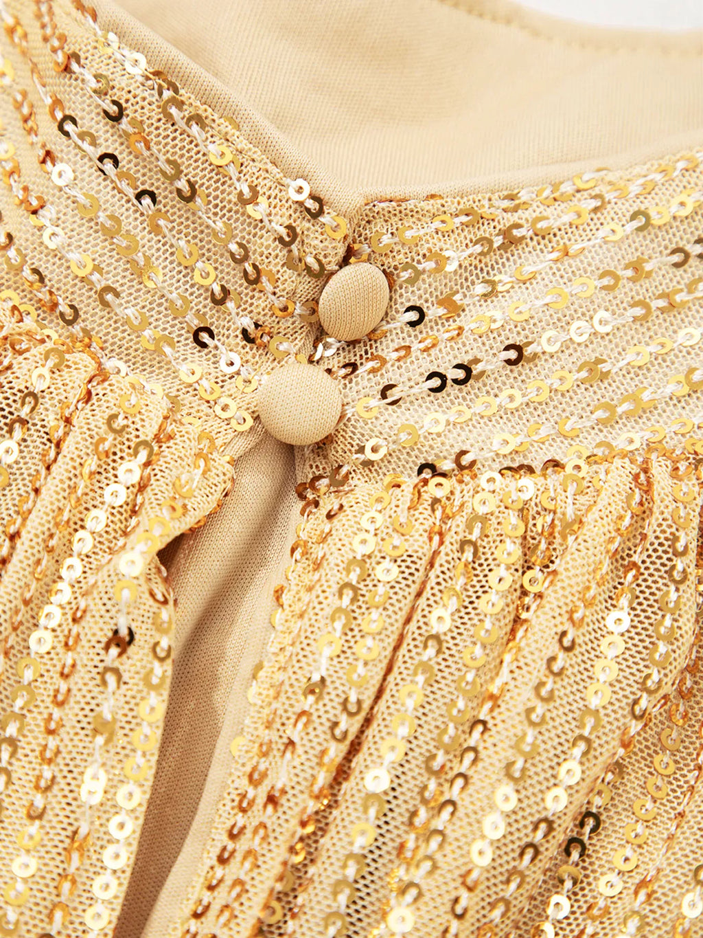 Trendsi Metallic Balloon Sleeve Buttoned High Neck Loose Blouse