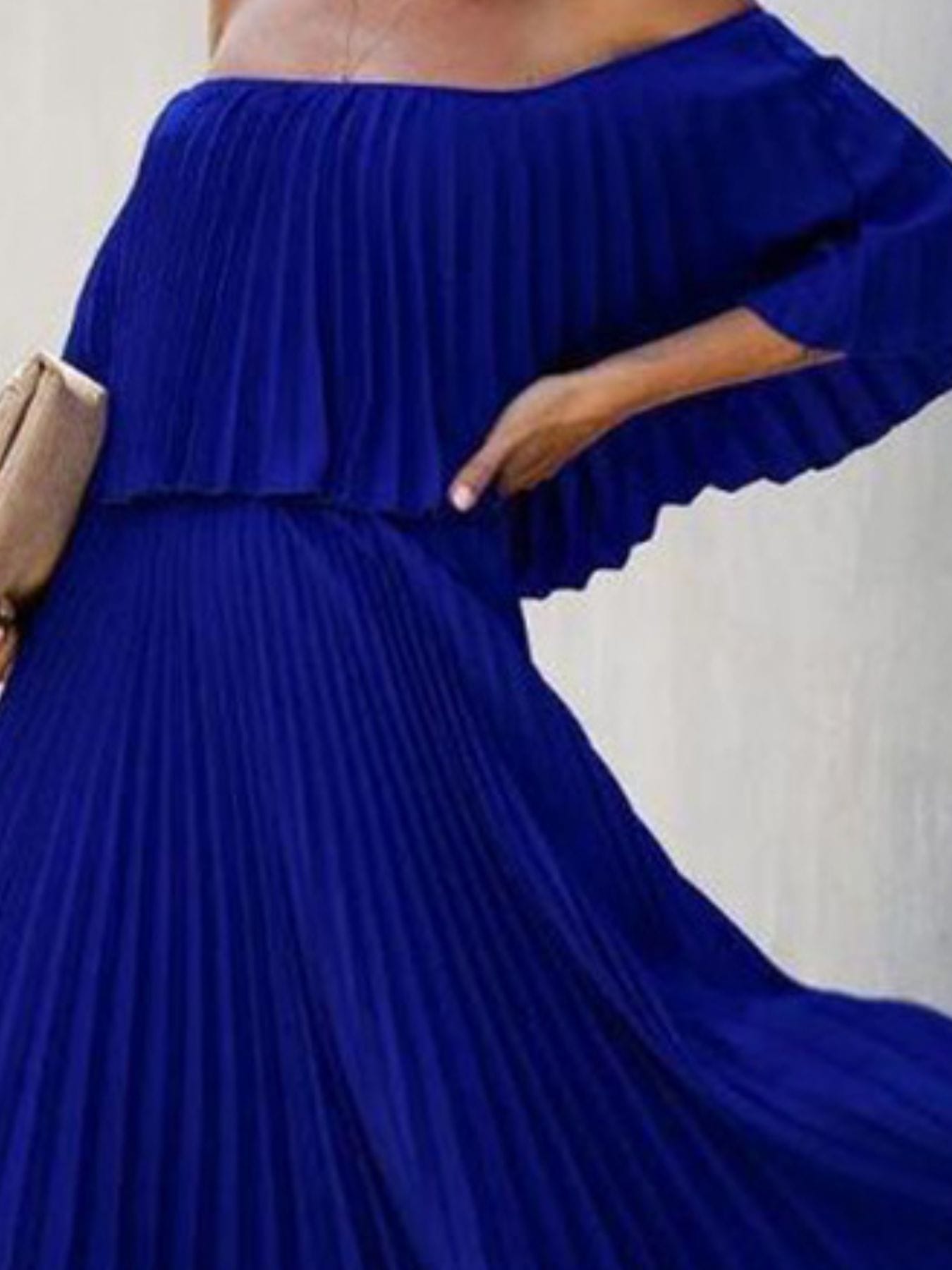 Trendsi dress Full Size Off-Shoulder Pleated Maxi Dress Plus Size