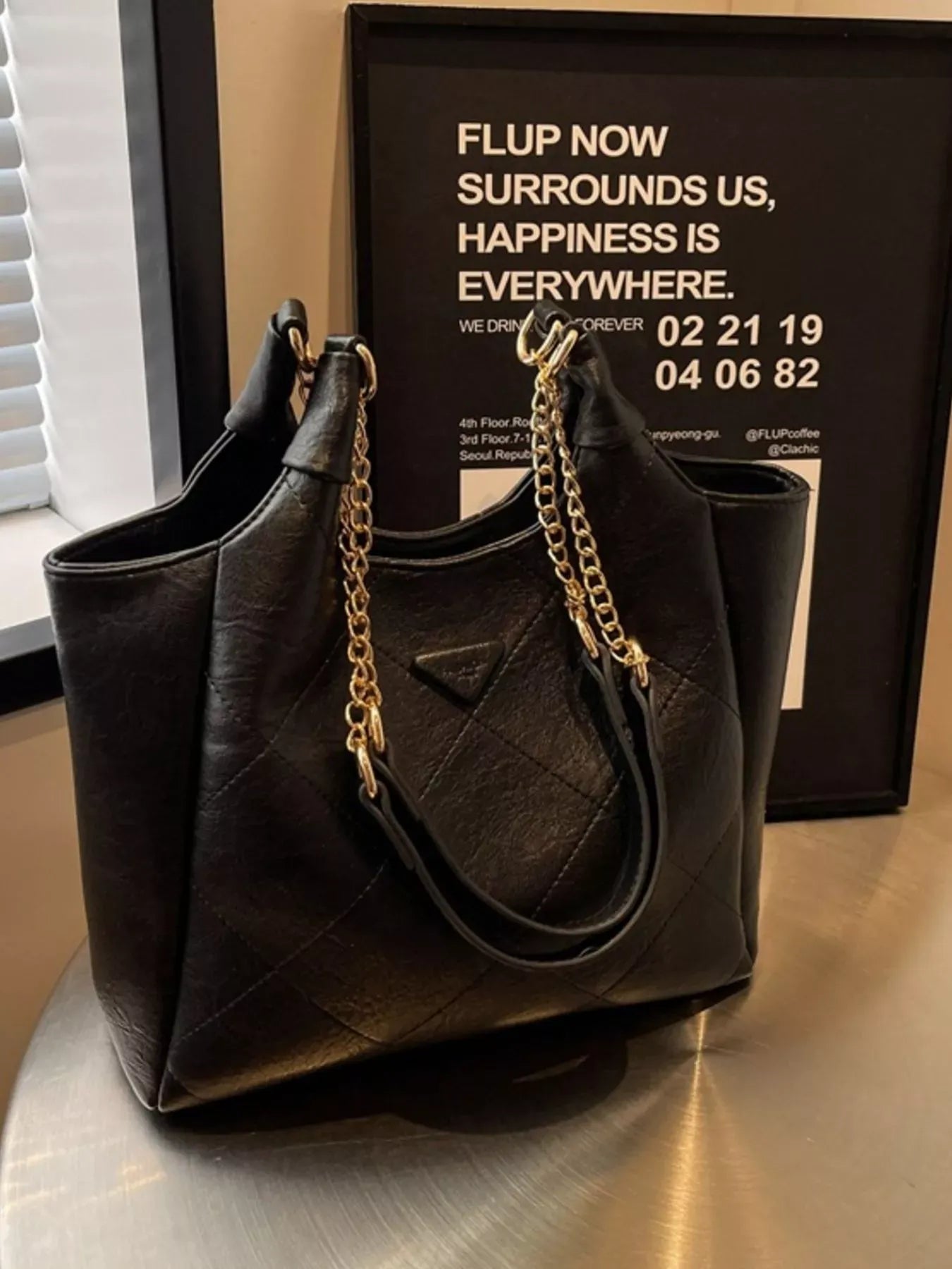 Trendsi Black / ONESIZE PU Leather Shoulder Bag
