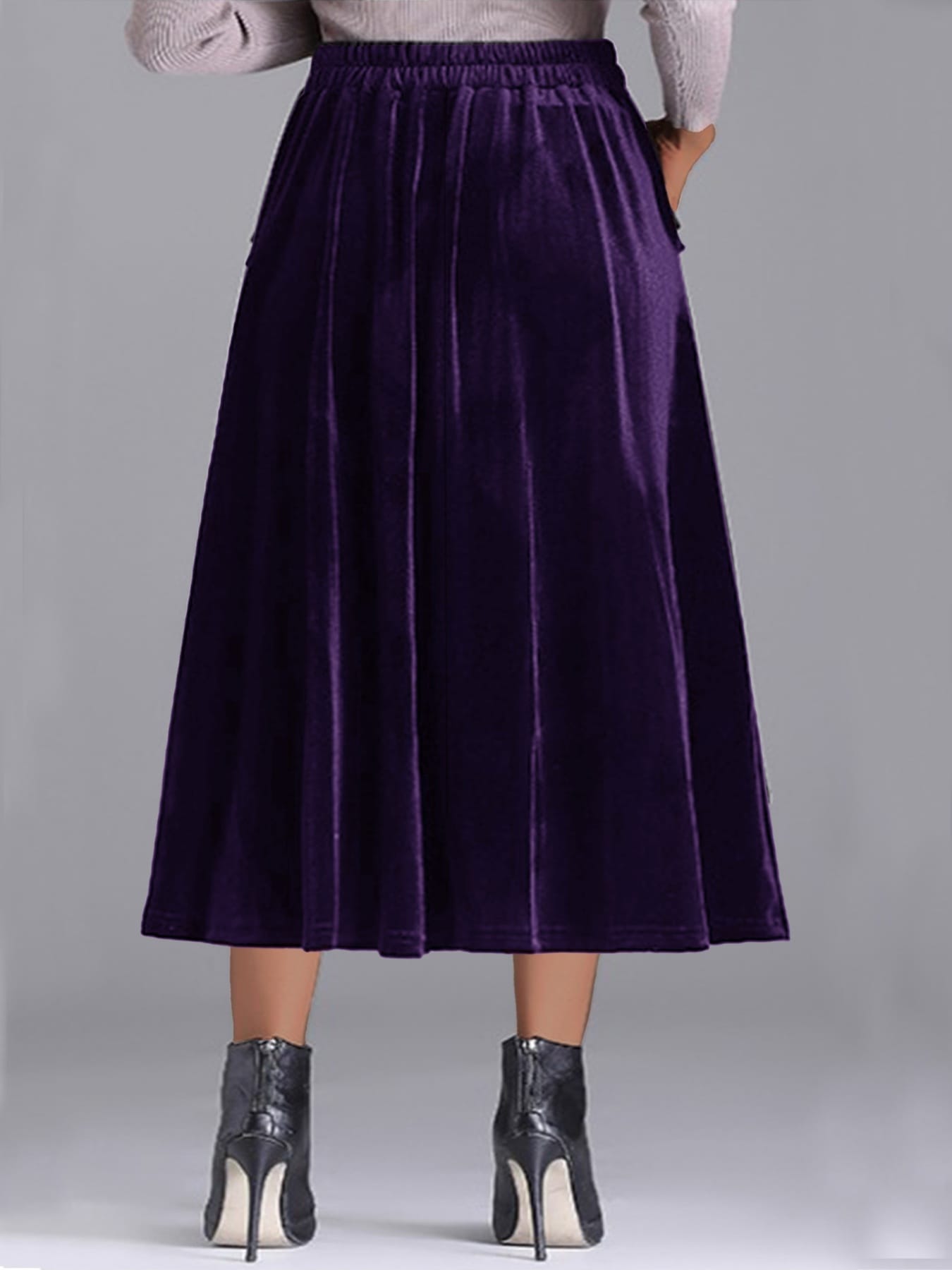 Trendsi Skirt Purple / 0XL Plus Size Elegant Velvet A-Line Midi Skirt