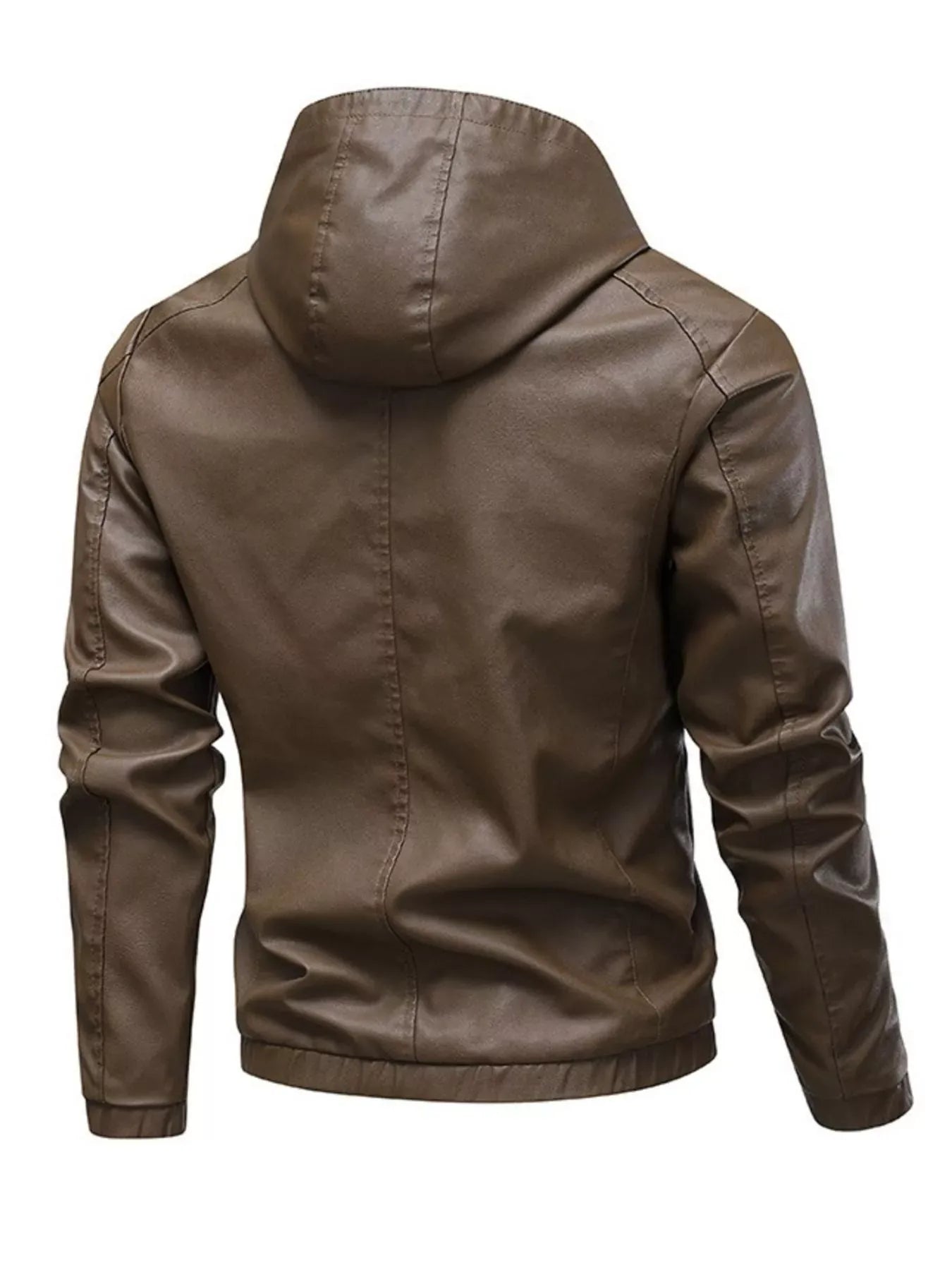 Trendsi Men's Hooded Faux Leather Moto Jacket